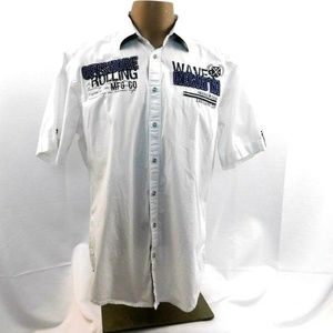 Canda Mens Oceanwide Travel Shirt 41-42 Large White Short Sleeve Button front